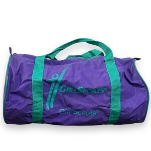 Vintage Girl Scouts Girl Sports Duffle Bag Purple Teal Green Troop Camping Small
